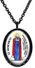 My Altar Saint Genevieve Patron of Paris France & Disaster Protection Black Stainless Steel Pendant Necklace