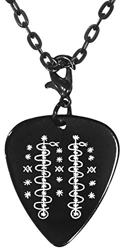 Damballah Wedo Fertility Manifestation Veve Voodoo Black Guitar Pick Clip Charm on 24" Chain Necklace