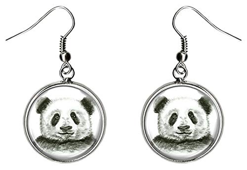 Panda Bear Hypoallergenic Stainless Steel Silver Earrings