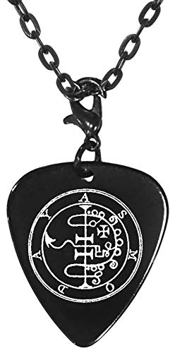 Asmoday 32nd Lesser Seal Goetia Black Guitar Pick Clip Charm on 24" Chain Necklace