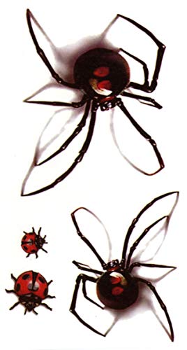Spiders and Ladybugs Waterproof Temporary Tattoos 2 Sheets