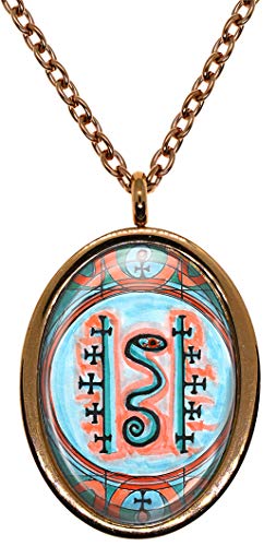 My Altar Ohuwaghnn Fierce Serpent King Lwa Voodoo Veve Magick Rose Gold Stainless Steel Pendant Necklace