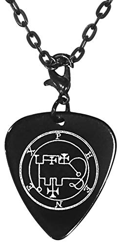 Phenex 37th Lesser Seal Goetia Black Guitar Pick Clip Charm on 24" Chain Necklace