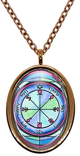 Solomons 6th Pentacle of The Moon for Causing Rain Rose Gold Stainless Steel Pendant Necklace