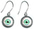 Small Light Green Glass Eye Ball Steel Charm and Titanium Earrings Hypoallergenic for Sensitive Ears