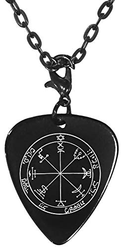 Solomon's 7th Seal of Jupiter Power Against Poverty Black Guitar Pick Clip Charm on 24" Chain Necklace