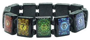My Altar Chakra Symbols Black Wood Stretch Bracelet