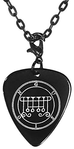 Gusion 11th Lesser Seal Goetia Black Guitar Pick Clip Charm on 24" Chain Necklace