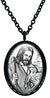 My Altar Jesus Christ Shepherd with Baby Lamb Black Stainless Steel Pendant Necklace