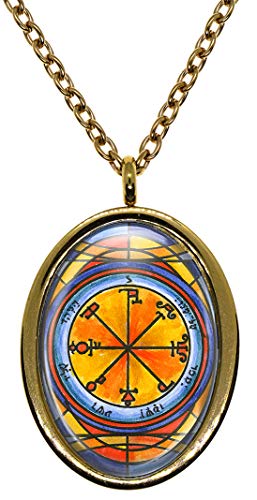 My Altar Solomons 6th Pentacle of The Saturn for Causing Foes to Be Tormented by Demons Gold Stainless Steel Pendant Necklace