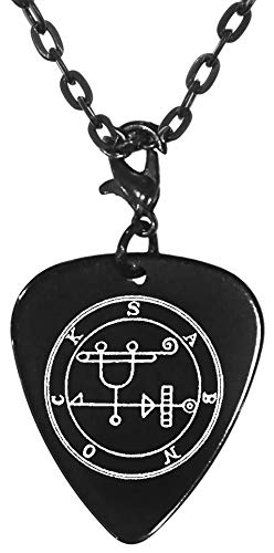 Sabnock 43rd Lesser Seal Goetia Black Guitar Pick Clip Charm on 24" Chain Necklace