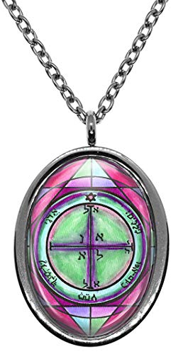 Solomons 4th Pentacle of Mars for Victory or Vindication in Battles Silver Stainless Steel Pendant Necklace