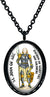 Saint Joan of Arc Patron of Martyrs & Soldiers Black Stainless Steel Pendant Necklace