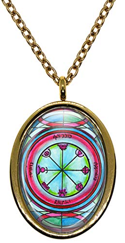 My Altar Solomons 3rd Pentacle of The Mercury to Bless Writers Gold Stainless Steel Pendant Necklace