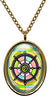 My Altar Dharmachakra Wheel of The Dharma for Karma Gold Stainless Steel Pendant Necklace