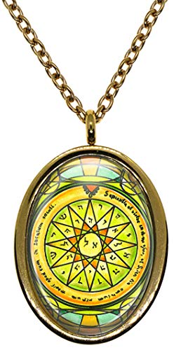 My Altar Solomons 4th Pentacle of The Mercury for Knowledge of All Things Gold Stainless Steel Pendant Necklace