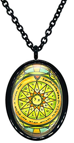 My Altar Solomons 4th Pentacle of The Mercury for Knowledge of All Things Black Stainless Steel Pendant Necklace