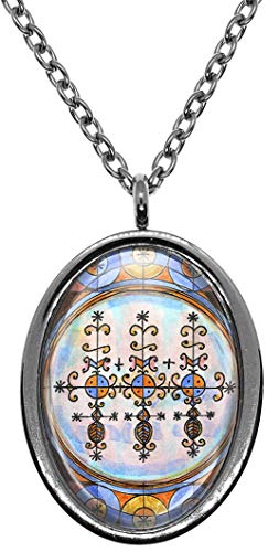My Altar Marassa Twins Veve Voodoo Magick for Blessings, Family & Abundance Silver Stainless Steel Pendant Necklace