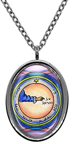 Solomons 2nd Pentacle of The Moon for Protection from Natural Disasters Silver Stainless Steel Pendant Necklace