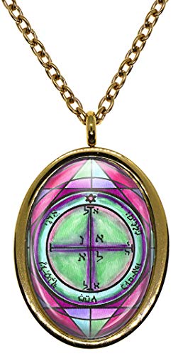 Solomons 4th Pentacle of Mars for Victory or Vindication in Battles Gold Stainless Steel Pendant Necklace