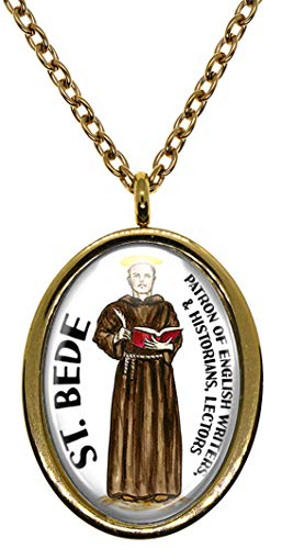 My Altar Saint Bede for Lectors, English Writers, Historians Gold Stainless Steel Pendant Necklace