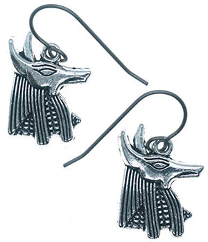 Abubis Ancient Egyptian Dog God Charms 7/8" Titanium Earrings Hypoallergenic for Sensitive Ears