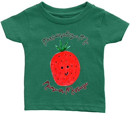 Whimsical Strawberry Cartoon Infant or Toddler T-shirt with Optional Name or Message Personalization Customization
