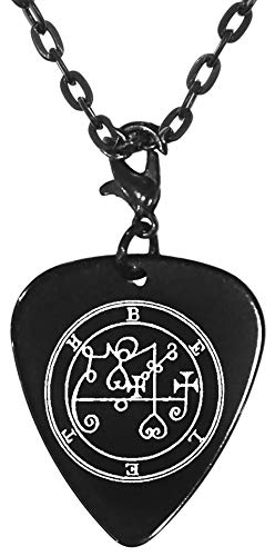 Beleth 13th Lesser Seal Goetia Black Guitar Pick Clip Charm on 24" Chain Necklace