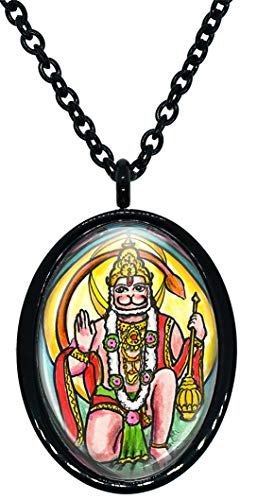 My Altar Lord Hanuman Humanitarian for The Evolved Path Black Stainless Steel Pendant Necklace