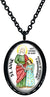 Saint Anne Holy Mother of Mary Patron of Mothers & Grandmothers Black Stainless Steel Pendant Necklace