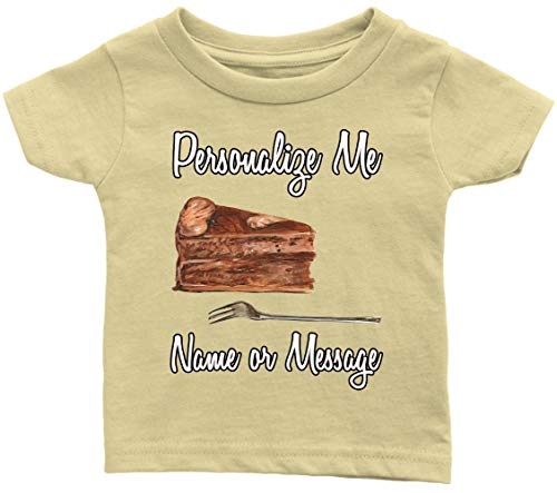 Slice of Chocolate Cake Infant or Toddler T-shirt with Optional Name or Message Personalization Customization