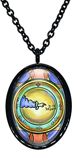 Solomons 3rd Pentacle of The Moon for Travel Protection Black Stainless Steel Pendant Necklace