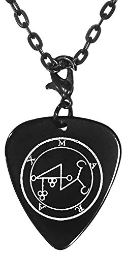 Marax 21st Lesser Seal Goetia Black Guitar Pick Clip Charm on 24" Chain Necklace