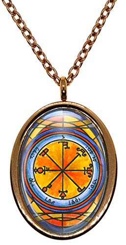 My Altar Solomons 6th Pentacle of The Saturn for Causing Foes to Be Tormented by Demons Rose Gold Stainless Steel Pendant Necklace
