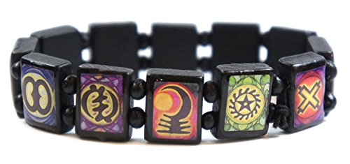 My Altar Ancient Adinkra Symbols Prayer Black Wood Stretch Bracelet