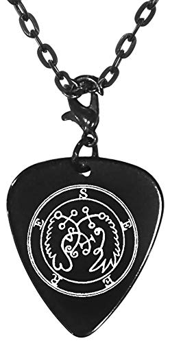 Seere 70th Lesser Seal Goetia Black Guitar Pick Clip Charm on 24" Chain Necklace