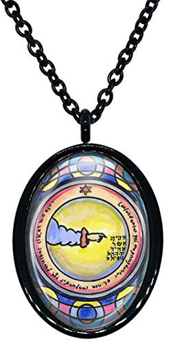 Solomons 4th Pentacle of The Moon for Protection from All Evil or Harm Black Stainless Steel Pendant Necklace