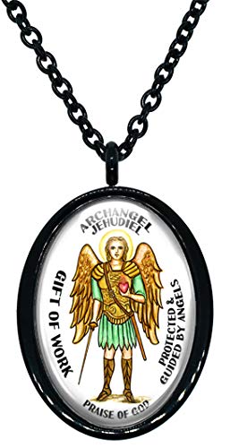 My Altar Archangel Jehudiel Gift of Work Protected by Angels Steel Pendant Necklace