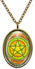 Solomons 1st Pentacle of The Mercury for Personal Magnetism Gold Stainless Steel Pendant Necklace