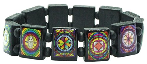 King Solomons Planetary Love Magic Seals of Venus Black Wood Stretch Bracelet