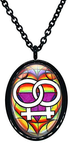 My Altar Lesbian Love Symbol LGBT Rainbow Pride Protection Stainless Steel Pendant Necklace