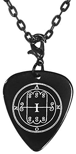 Amon 7th Lesser Seal Goetia Black Guitar Pick Clip Charm on 24" Chain Necklace