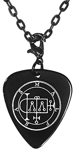 Malphas 39th Lesser Seal Goetia Black Guitar Pick Clip Charm on 24" Chain Necklace