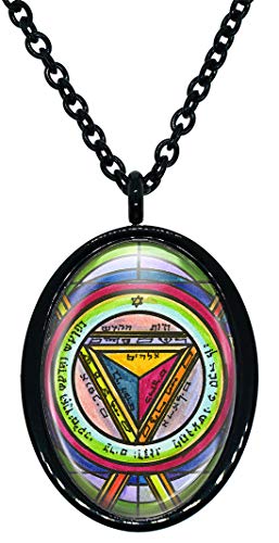 My Altar Solomons 7th Pentacle of The Saturn to Make Others Tremble at Your Words Black Stainless Steel Pendant Necklace