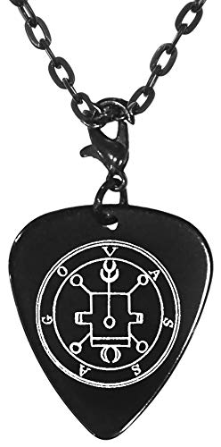 Vassago 3rd Lesser Seal Goetia Black Guitar Pick Clip Charm on 24" Chain Necklace