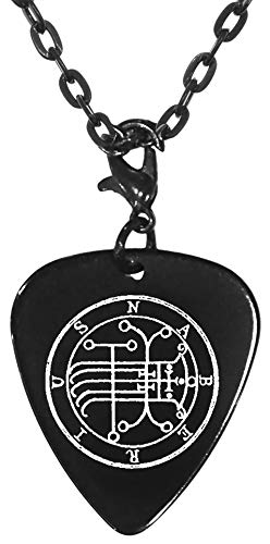 Naberius 24th Lesser Seal Goetia Black Guitar Pick Clip Charm on 24" Chain Necklace