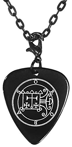 Orobas 55th Lesser Seal Goetia Black Guitar Pick Clip Charm on 24" Chain Necklace