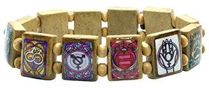 My Altar LGBT Gay Lesbian Bisexual Transgender Symbols Brown Wood Stretch Bracelet