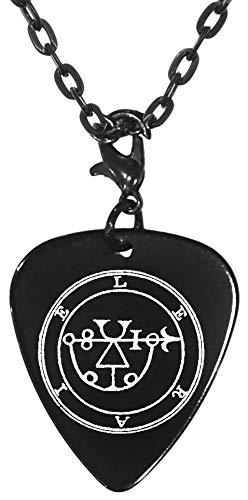 Leraie 14th Lesser Seal Goetia Black Guitar Pick Clip Charm on 24" Chain Necklace