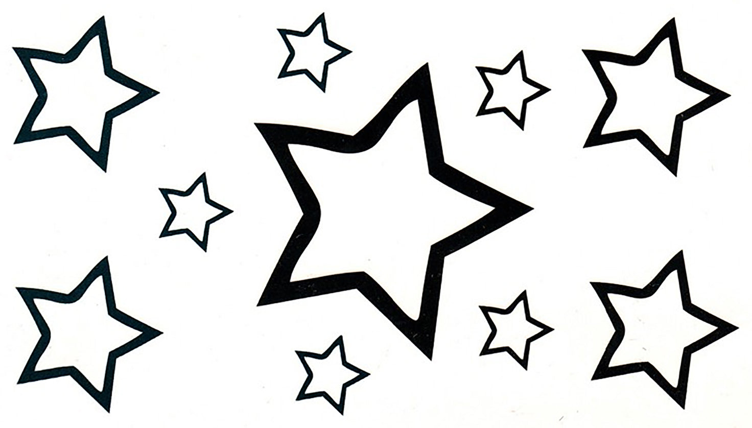 Stars Black Waterproof Temporary Tattoos 2 Sheets